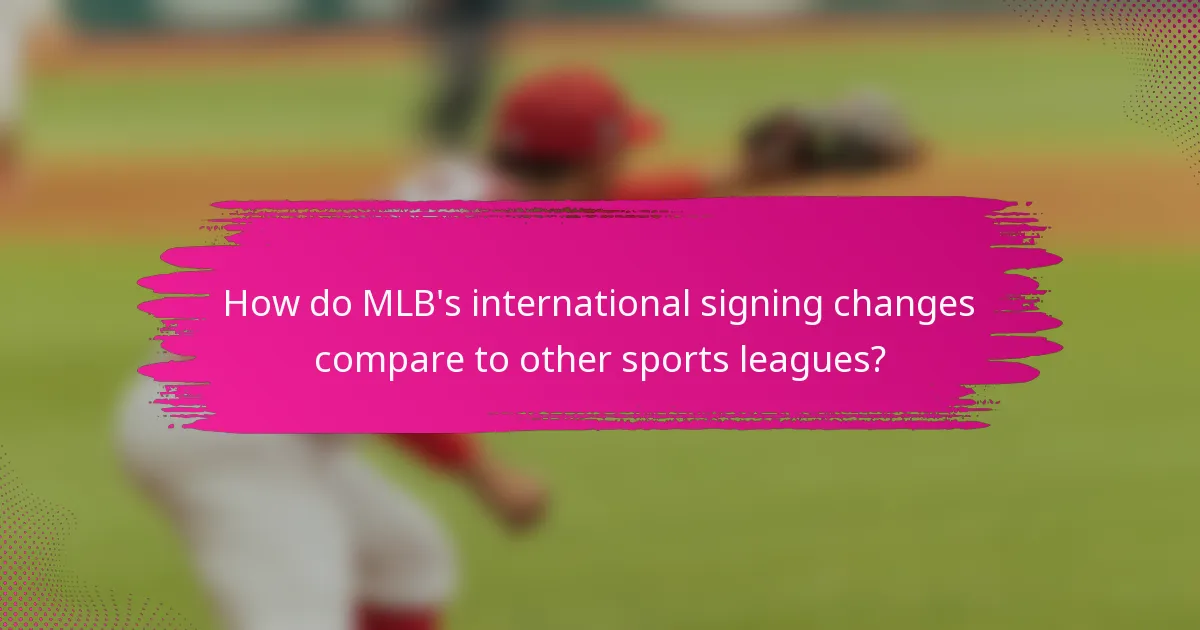 How do MLB's international signing changes compare to other sports leagues?